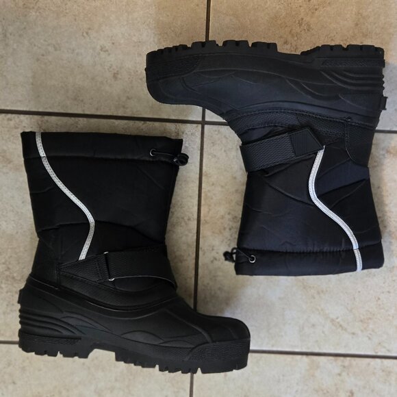 NWOT George Men's Snow Boots Size 8 Black Medium Width Adjustable - Picture 1 of 9